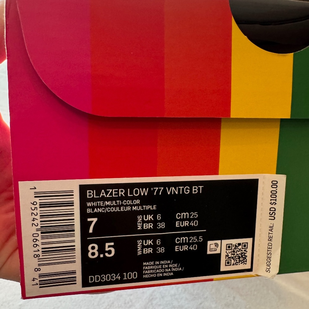 Nike Blazer Low 77" Vintage Be True Rainbow LGBTQ NEW UNISEX W8.5 M7 - Picture 2 of 12